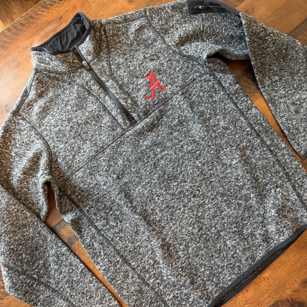 Alabama Crimson Tide Pullover Women Large Gray NCAA Football Quarter Zip Antigua